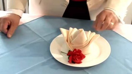 فیلم آموزش طرز درست کردن دستمال سفره به شکل گل رز